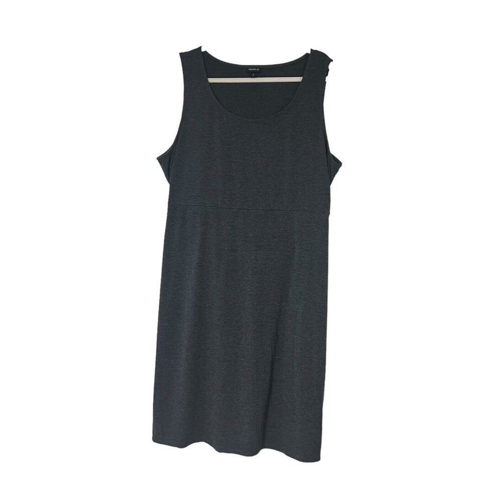 Torrid Jersey 3X Tie Front Shift Dress Charcoal Grey 3x sleeveless Knee Length